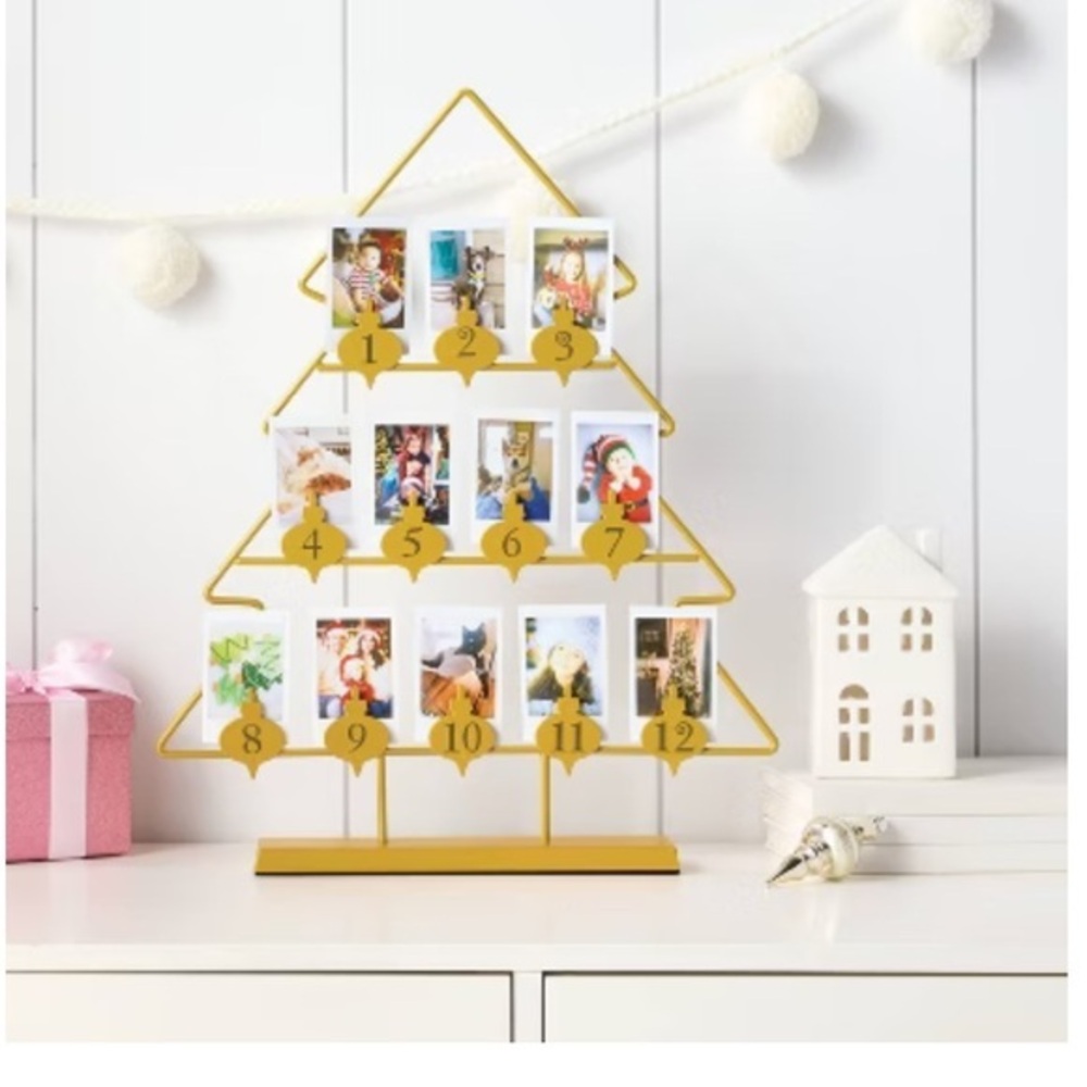 WONDERSHOP Instax Mini Instant Film Gold Metal 12 day Advent photo display tree